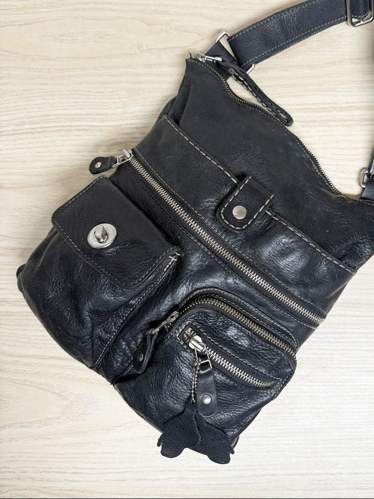 vintage roots leather venetian tribe crossbody bag - good market thrift store