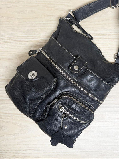 vintage roots leather venetian tribe crossbody bag - good market thrift store