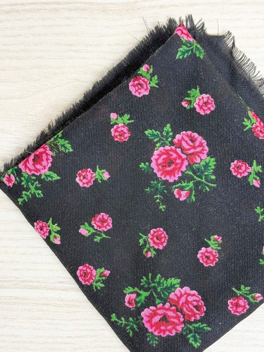 vintage rose square woven scarf - good market thrift store