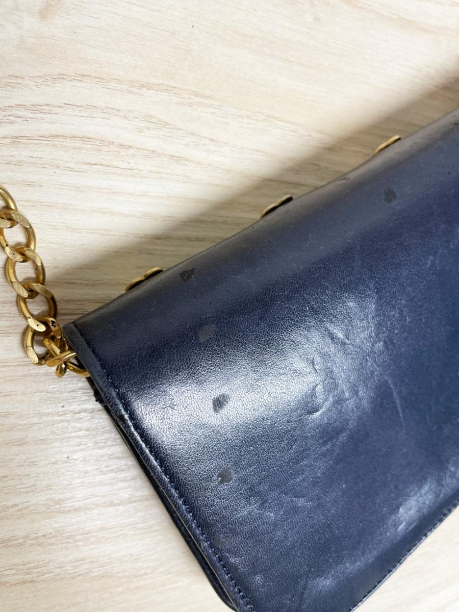 vintage roxanne paris leather studded heart chain strap shoulder bag | lambskin - good market thrift store