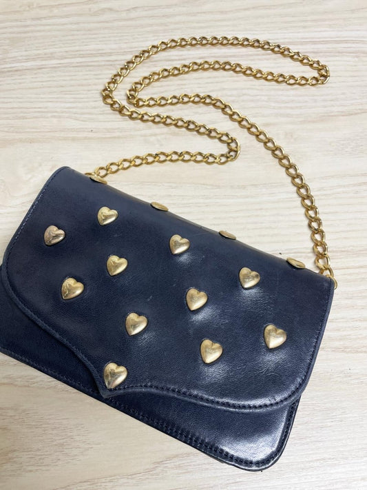 vintage roxanne paris leather studded heart chain strap shoulder bag | lambskin - good market thrift store
