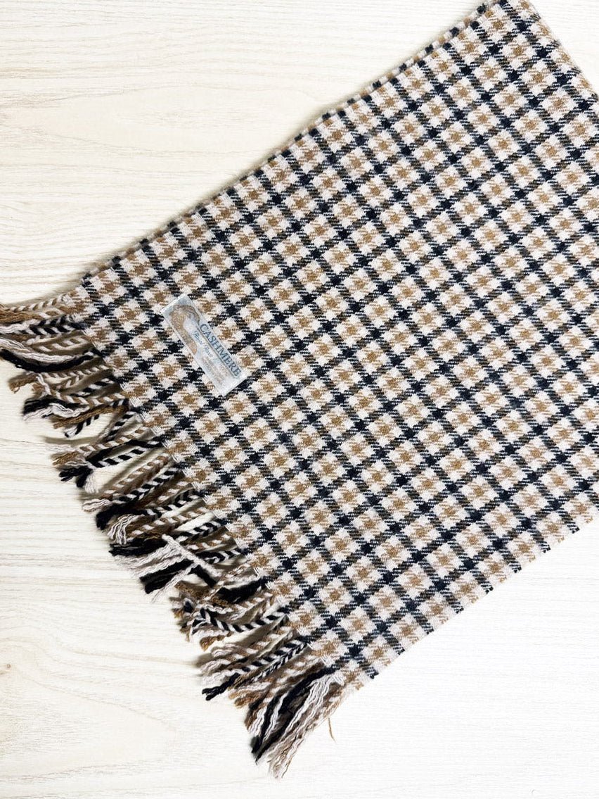 vintage royal rossi 100% cashmere plaid tassle edge scarf - good market thrift store