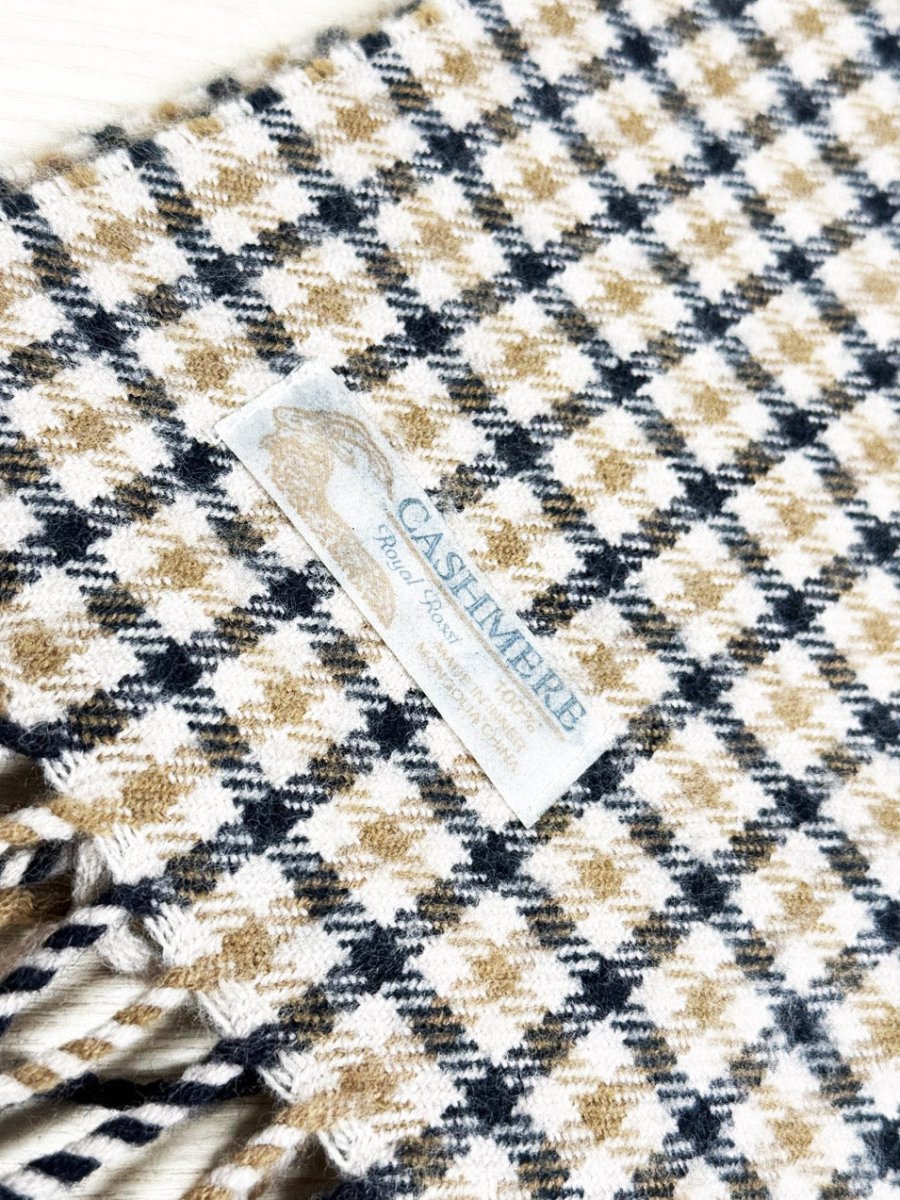 vintage royal rossi 100% cashmere plaid tassle edge scarf - good market thrift store