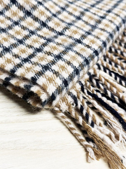 vintage royal rossi 100% cashmere plaid tassle edge scarf - good market thrift store