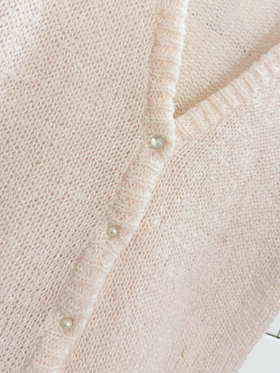 vintage ruffle shoulder full pearl button knit vest - good market thrift store
