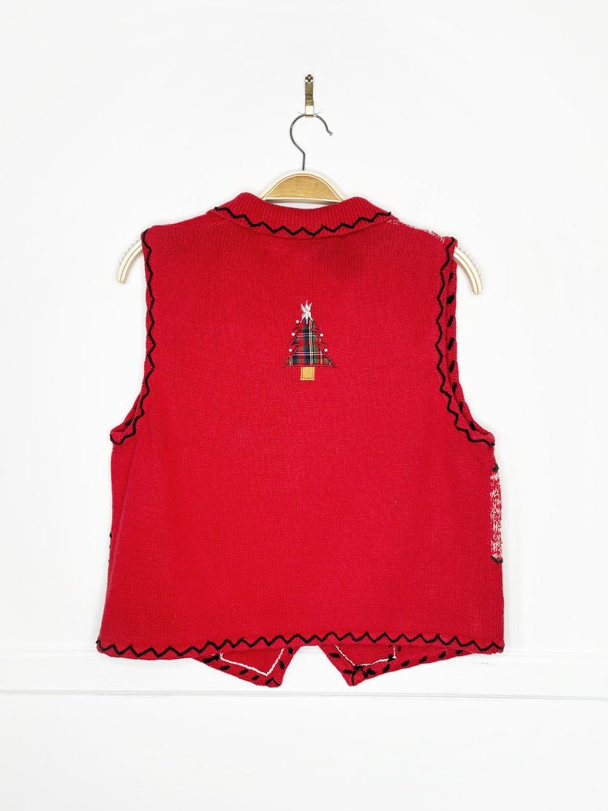 vintage s - way patchwork holiday knit vest - good market thrift store