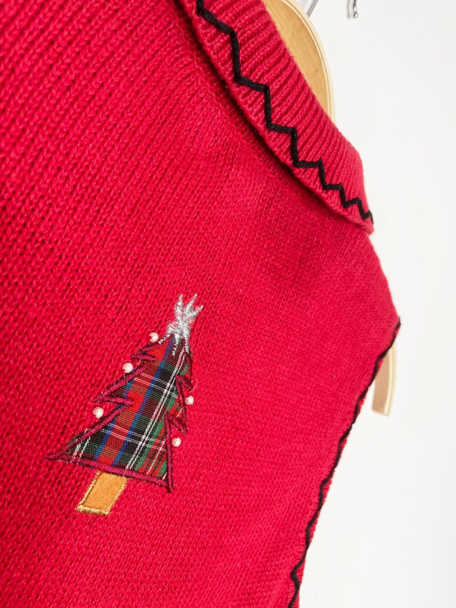 vintage s - way patchwork holiday knit vest - good market thrift store