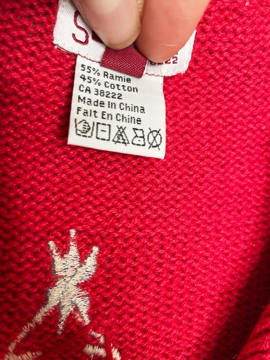 vintage s - way patchwork holiday knit vest - good market thrift store