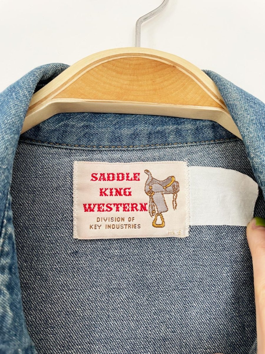 vintage saddle king western full button snap denim shirt - good market thrift store