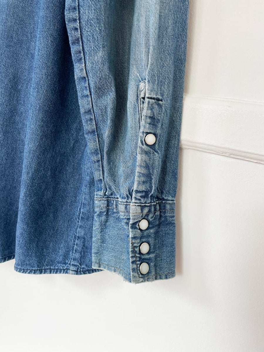 vintage saddle king western full button snap denim shirt - good market thrift store