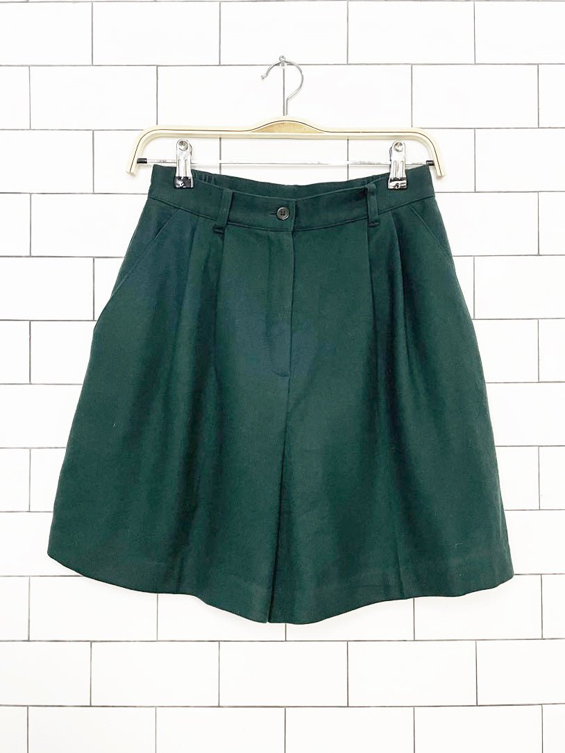 vintage sag harbour 100% wool pleated trouser shorts - good market thrift store