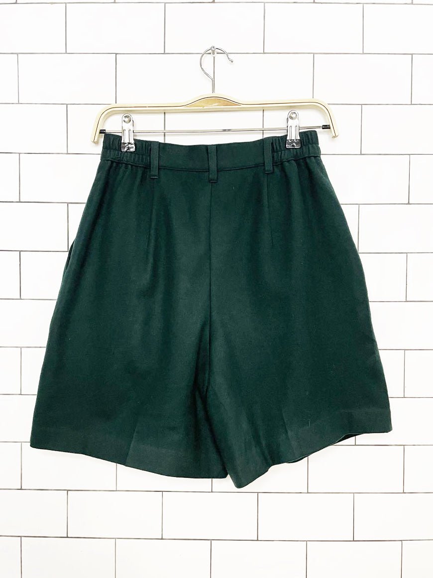vintage sag harbour 100% wool pleated trouser shorts - good market thrift store