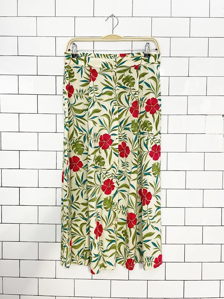 vintage sag harbour tropical resort full button maxi skirt - good market thrift store