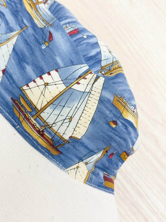 vintage sail boats wide brim canvas sun hat - good market thrift store