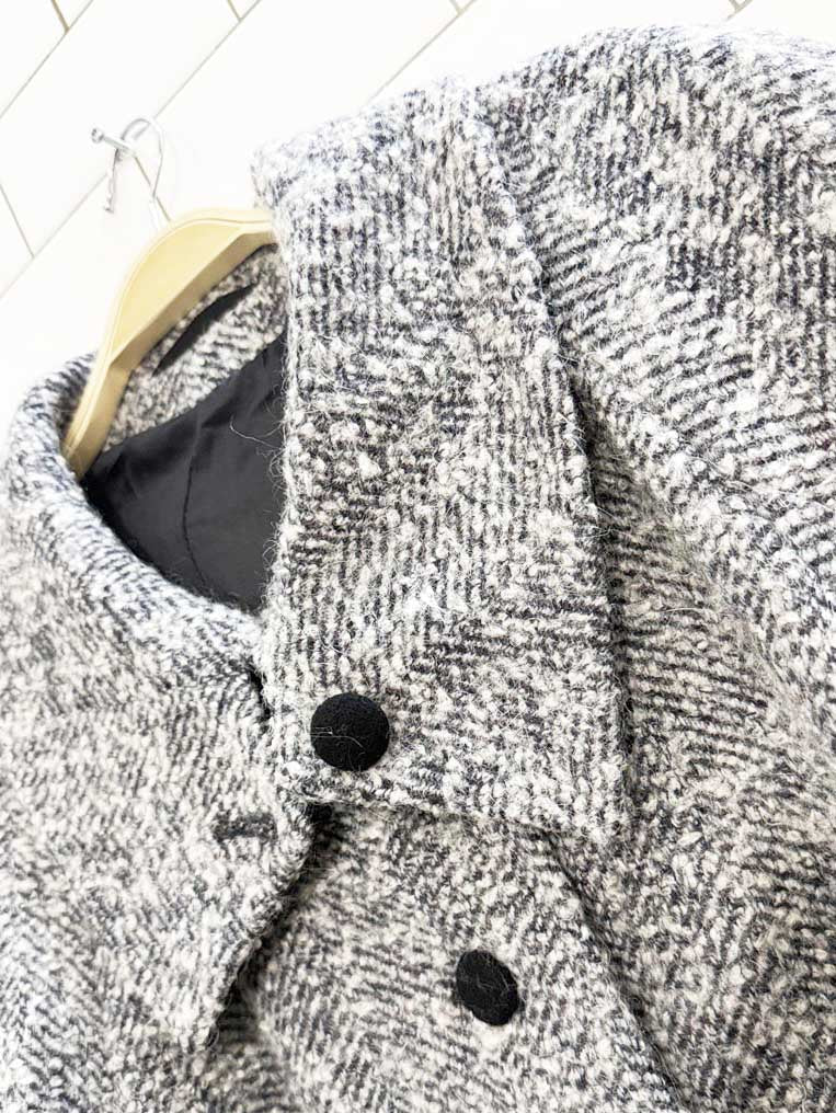 vintage salyut wool herringbone tweed long coat - good market thrift store