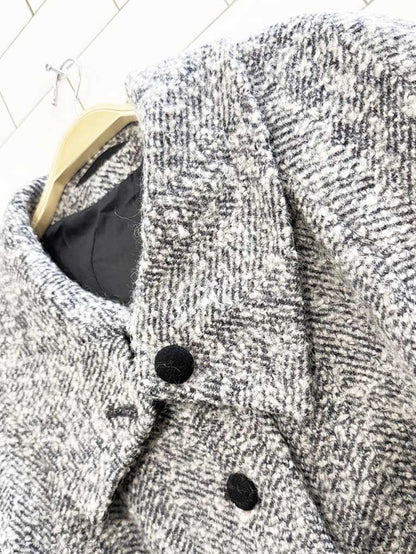 vintage salyut wool herringbone tweed long coat - good market thrift store