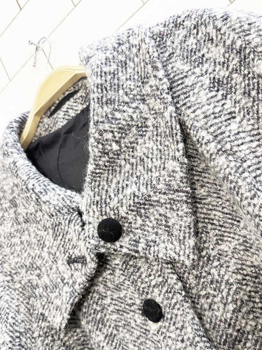 vintage salyut wool herringbone tweed long coat - good market thrift store