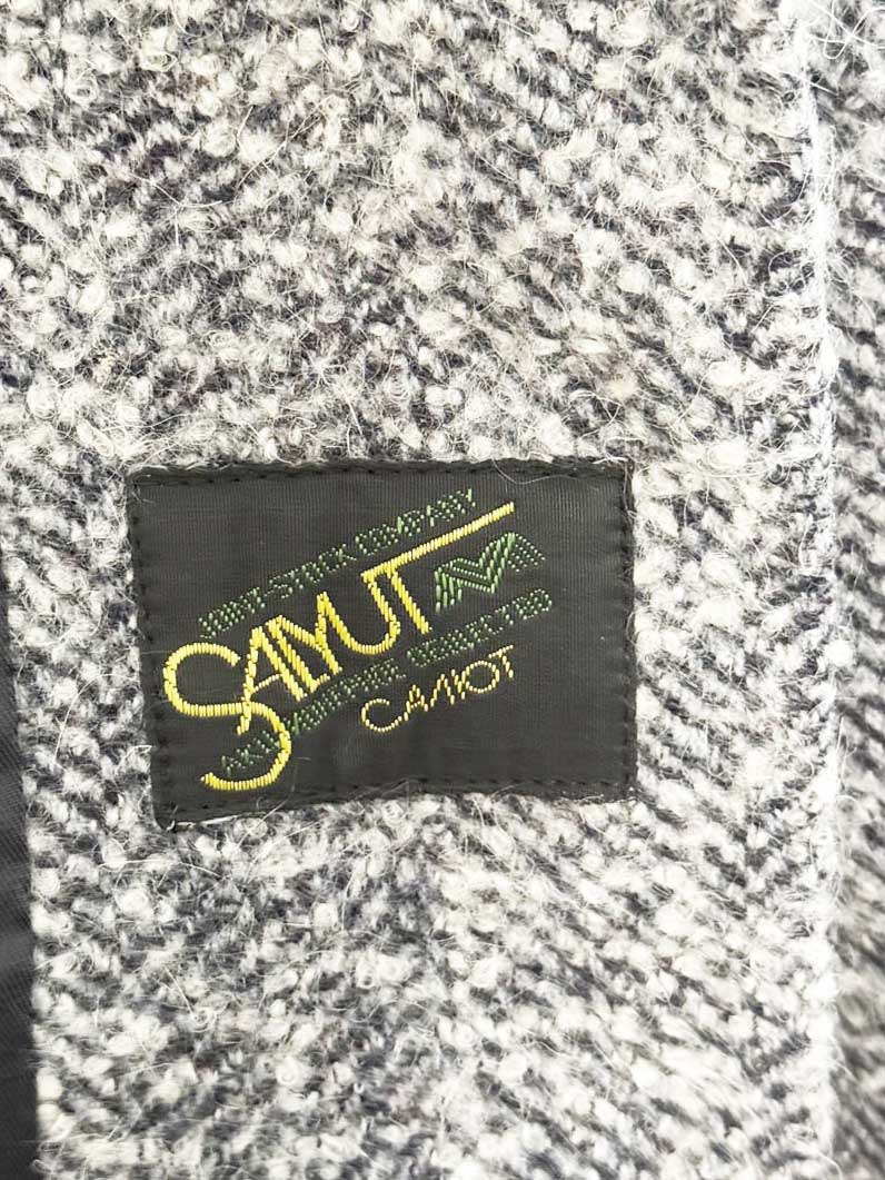 vintage salyut wool herringbone tweed long coat - good market thrift store