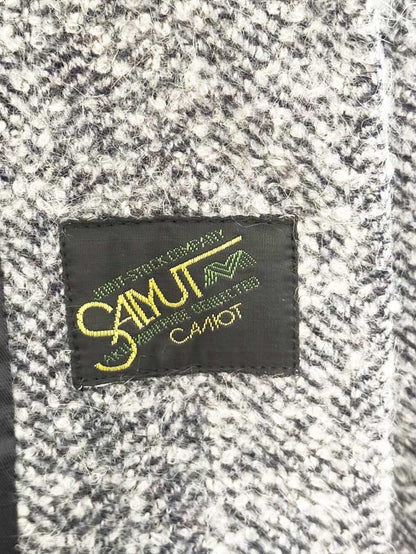 vintage salyut wool herringbone tweed long coat - good market thrift store