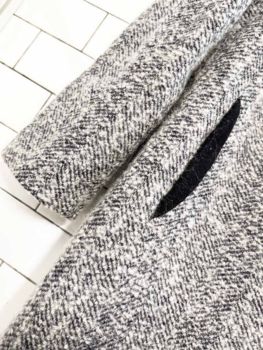vintage salyut wool herringbone tweed long coat - good market thrift store