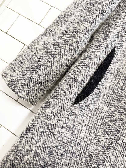 vintage salyut wool herringbone tweed long coat - good market thrift store