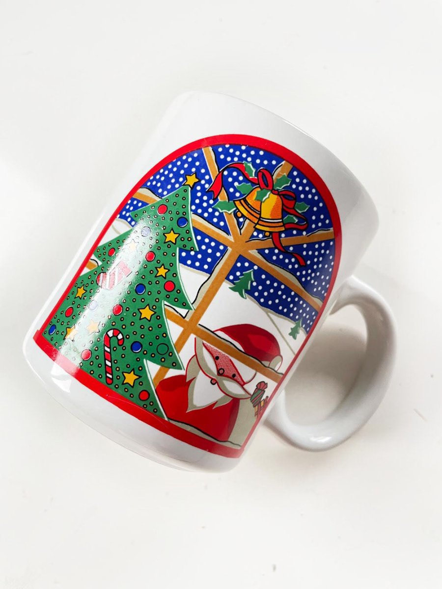 vintage santa claus through window mug - good market thrift store