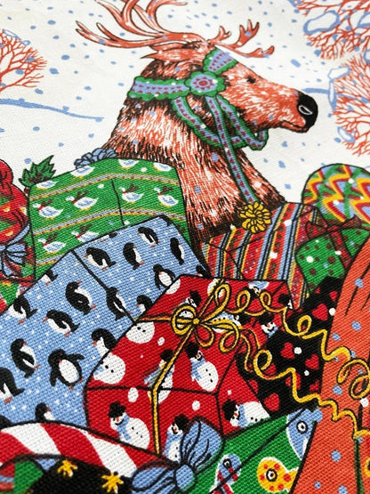 vintage santa delivers presents tea towel | 100% cotton - good market thrift store