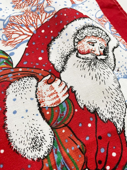 vintage santa delivers presents tea towel | 100% cotton - good market thrift store