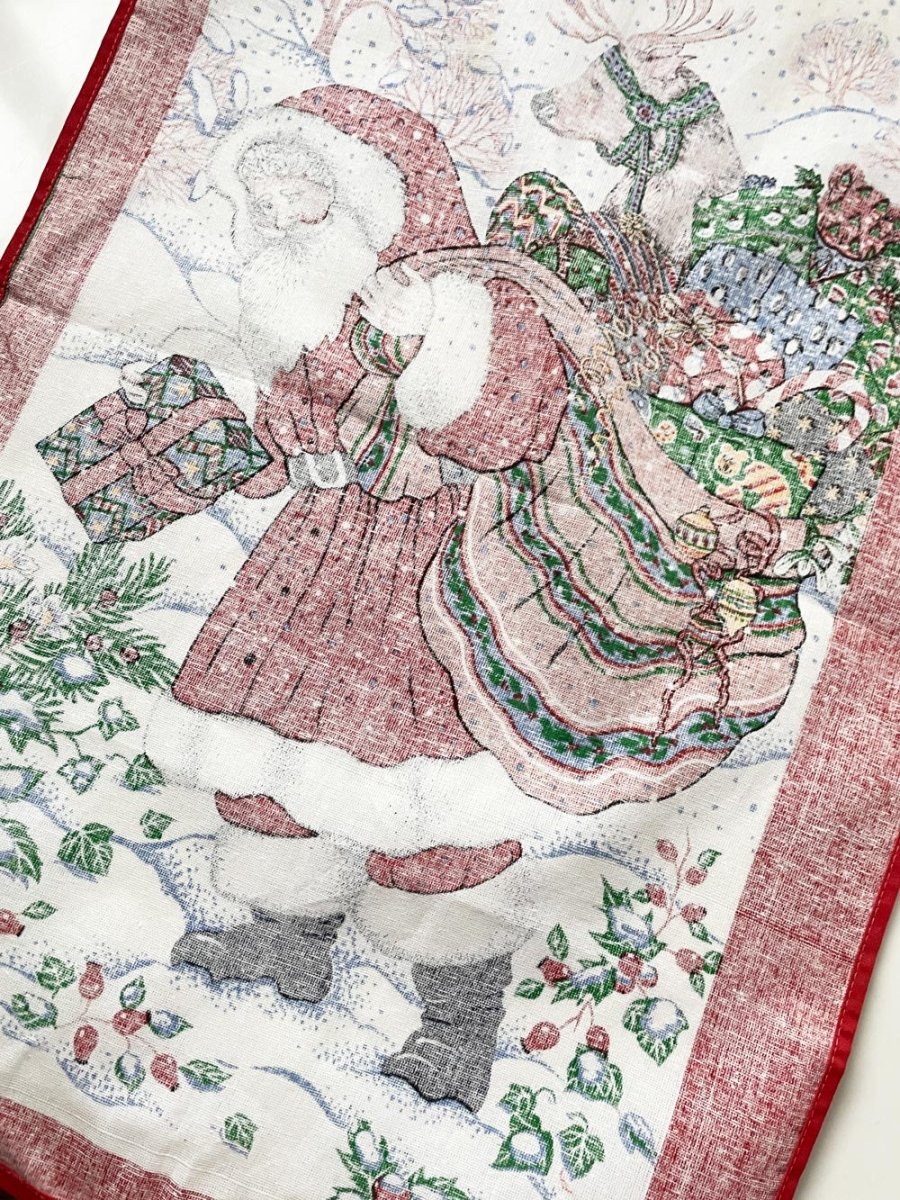 vintage santa delivers presents tea towel | 100% cotton - good market thrift store