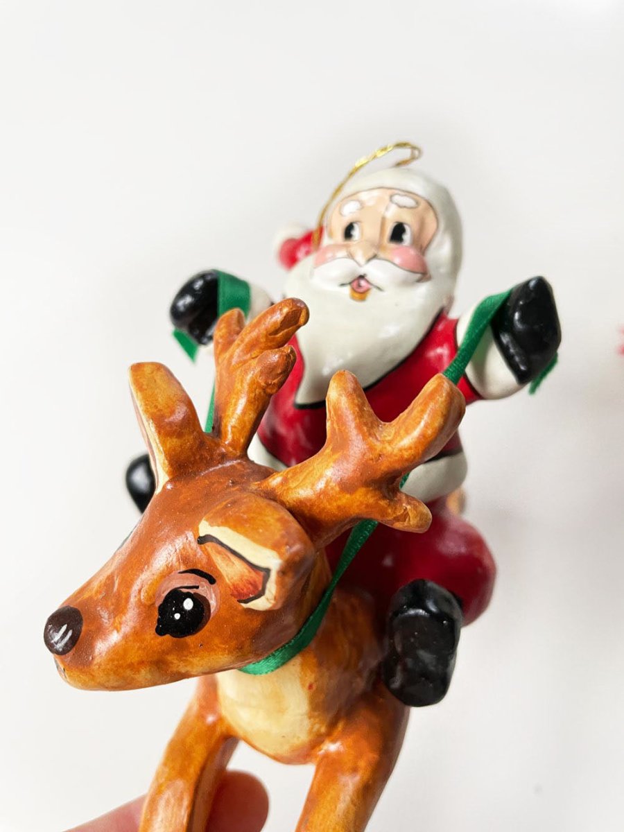 vintage santa riding animals ornaments | made in Philippines - good market thrift store