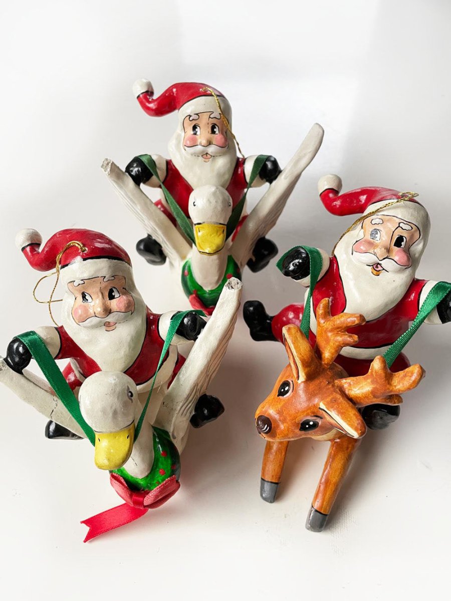 vintage santa riding animals ornaments | made in Philippines - good market thrift store