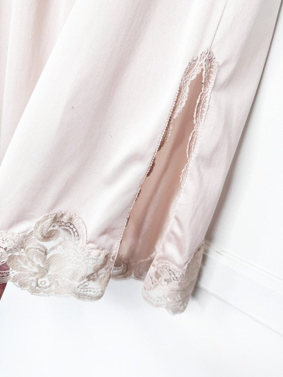vintage sateen lace trim midi slip skirt - good market thrift store