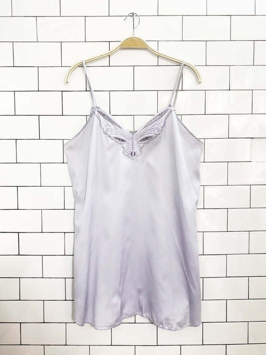 vintage satin butterfly eyelet mini slip dress - good market thrift store