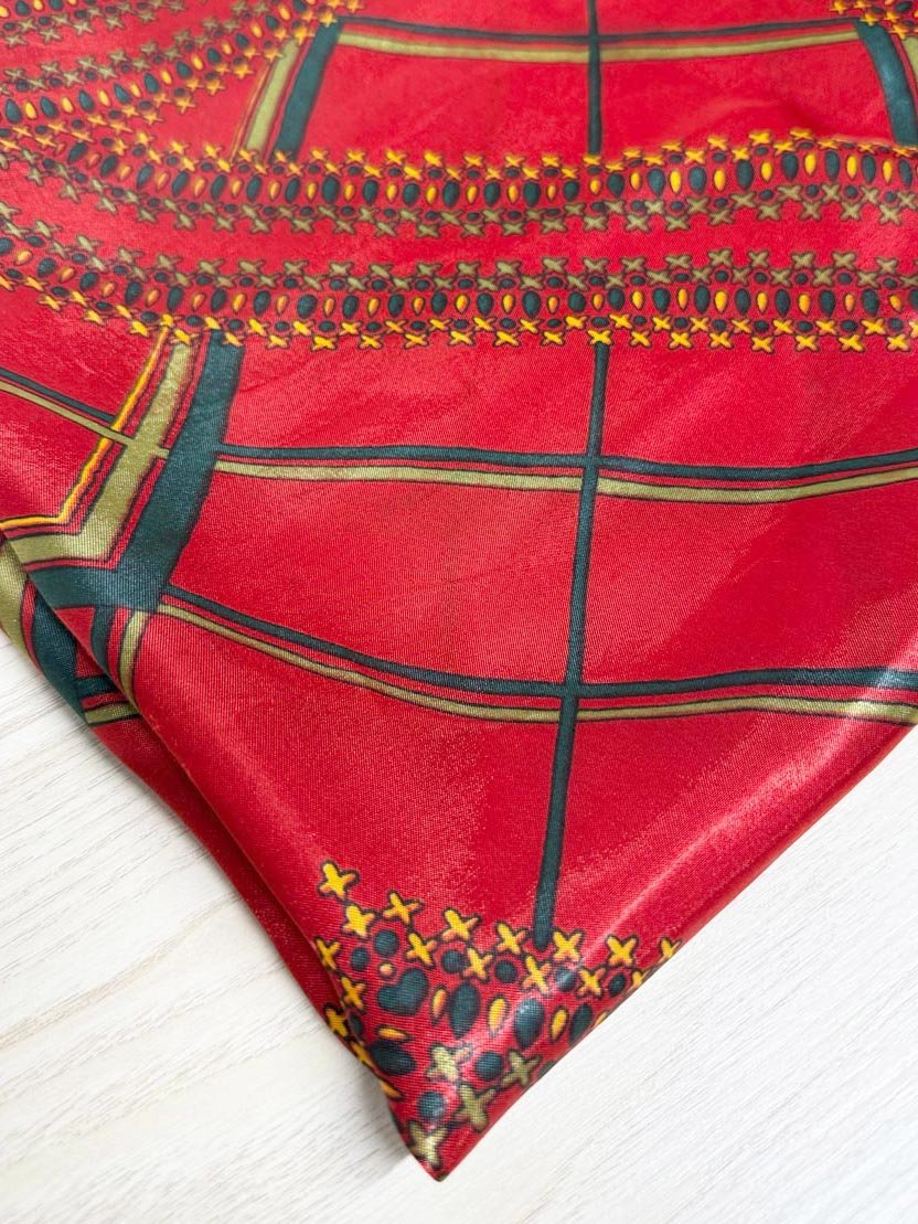 vintage satin hand - rolled edge square scarf | made in Japan - good market thrift store