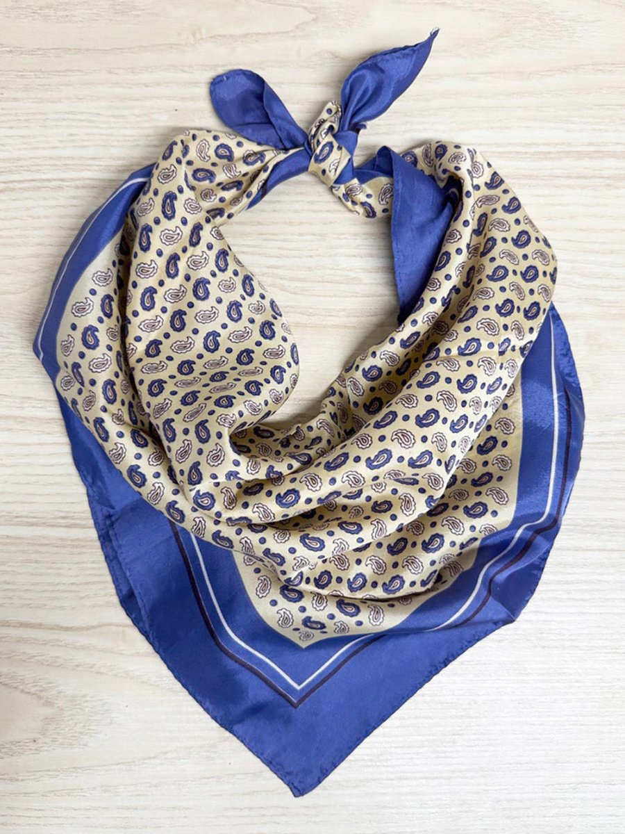 vintage satin paisley square scarf | hand - rolled edge - good market thrift store