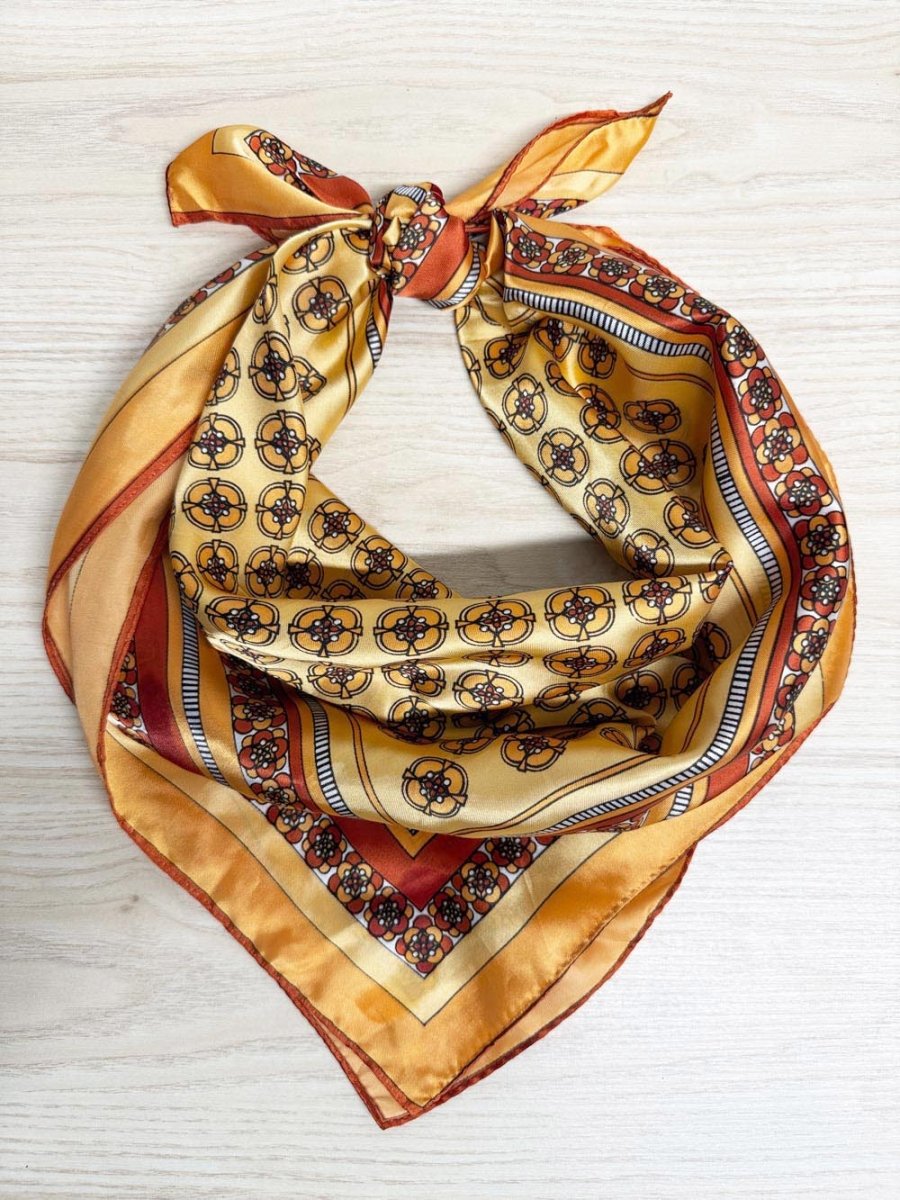 vintage satin rolled hem square scarf - good market thrift store