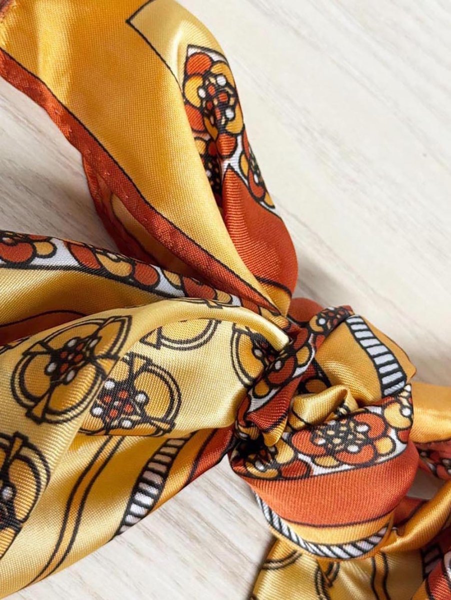 vintage satin rolled hem square scarf - good market thrift store