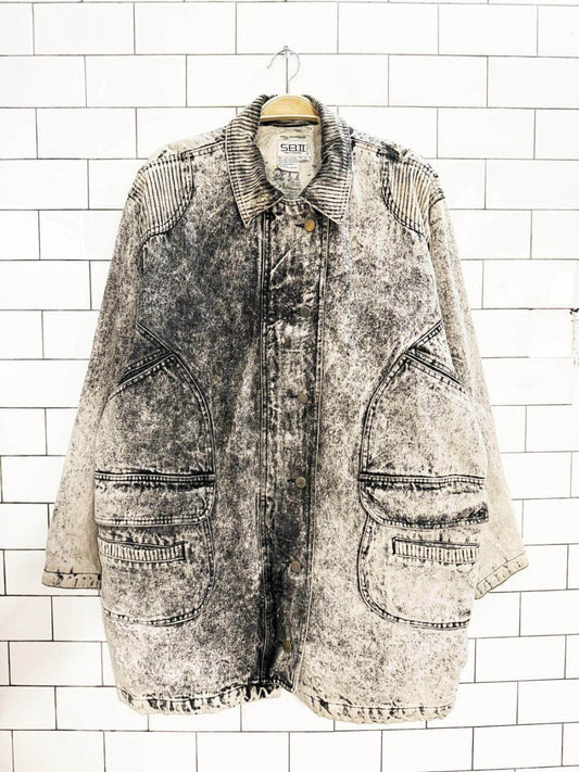 vintage SBII acid wash denim chore jacket | by bitterman | ribbed collar - good market thrift store