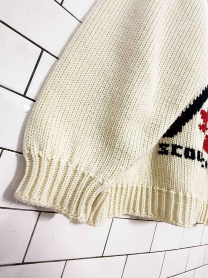 vintage scouts canada drop shoulder balloon sleeve knit cardigan - good market thrift store