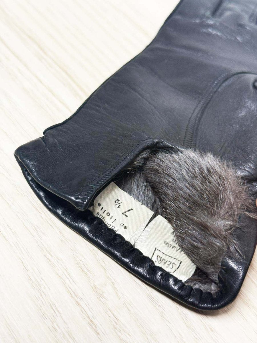 vintage sears lambskin leather gloves | rabbit fur lining | made in Italy - good market thrift store