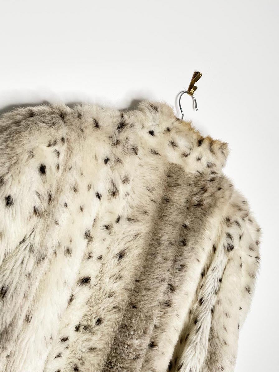 vintage sears tradition snow leopard faux fur long coat - good market thrift store