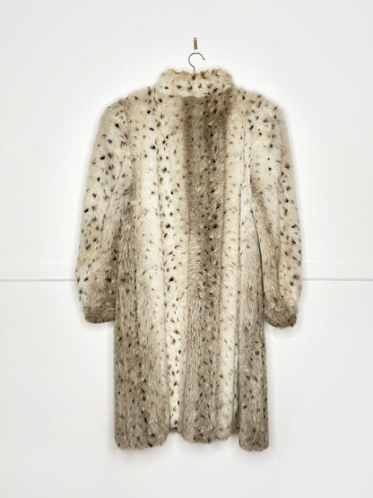 vintage sears tradition snow leopard faux fur long coat - good market thrift store