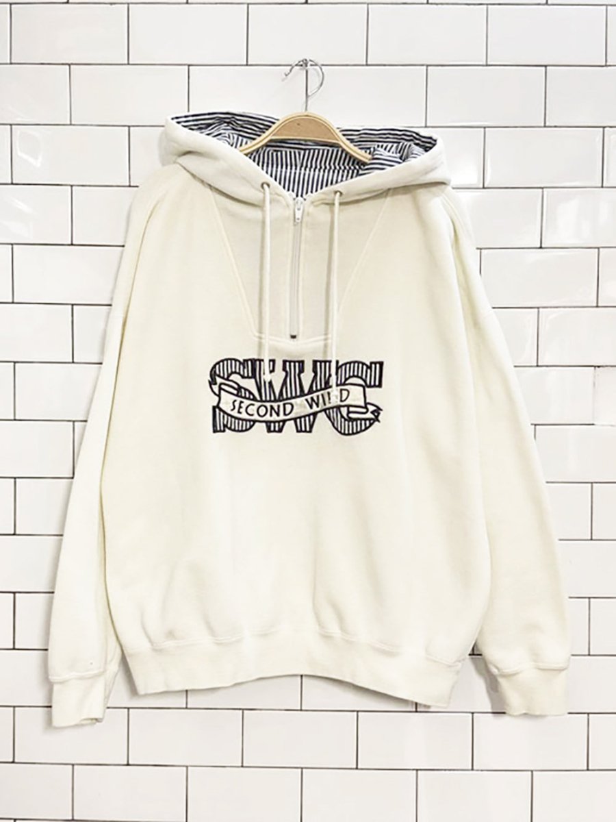 vintage second wind half zip hooded sweatshirt - good market thrift store