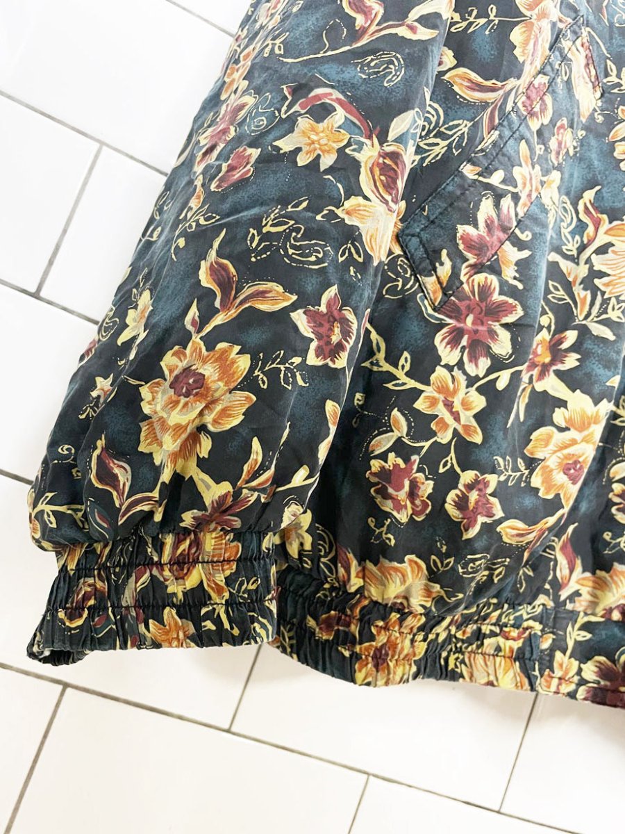 vintage selene paris 100% silk floral bomber jacket - good market thrift store