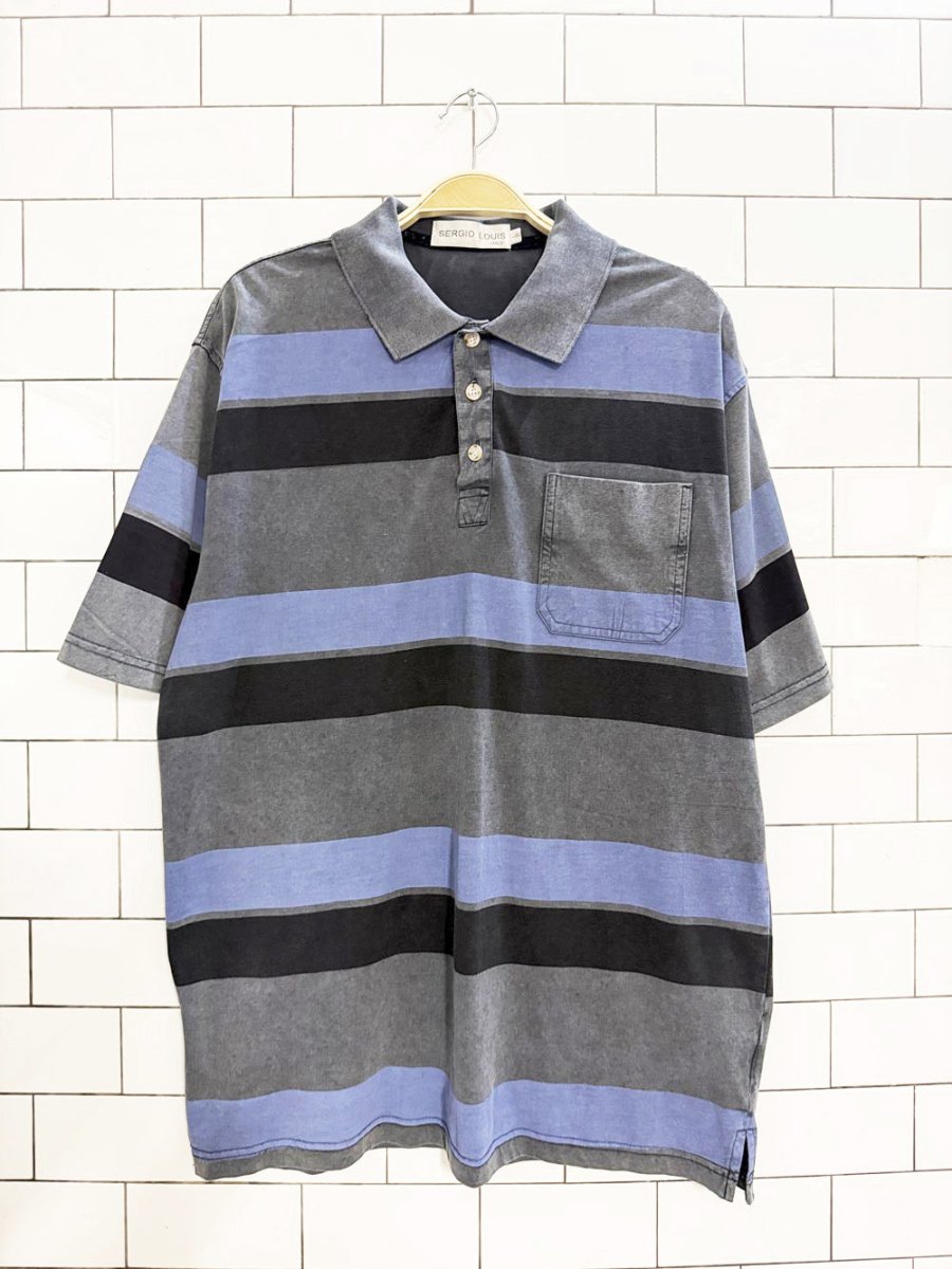 vintage sergio louis striped polo shirt - good market thrift store
