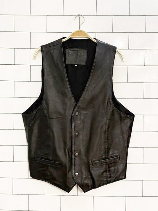 vintage sharp fashions lamb leather snap button vest - good market thrift store