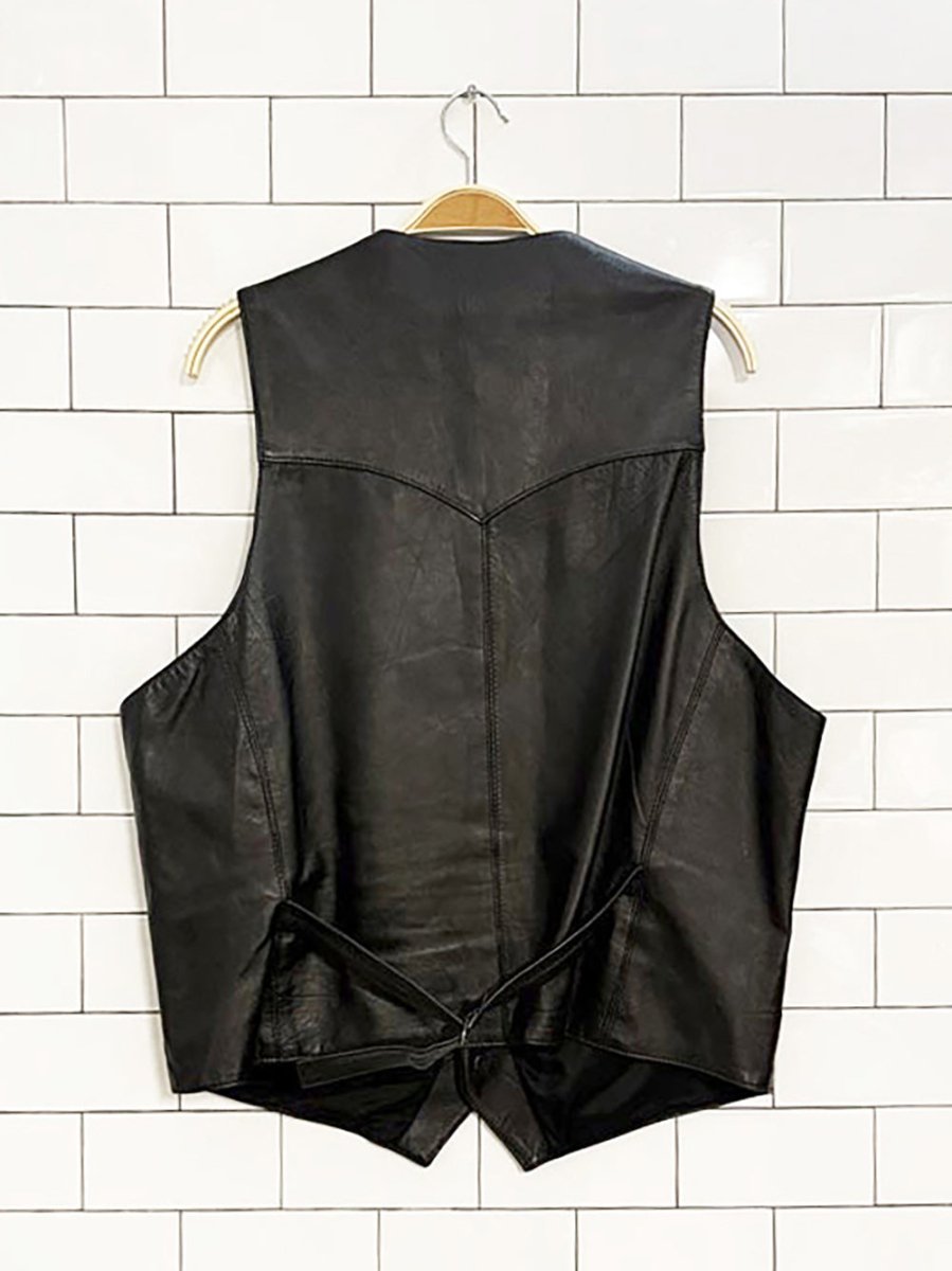 vintage sharp fashions lamb leather snap button vest - good market thrift store
