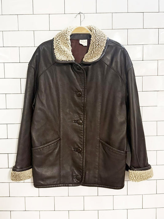 vintage shearling collar and cuff soft leather jacket | made in Canada - good market thrift store