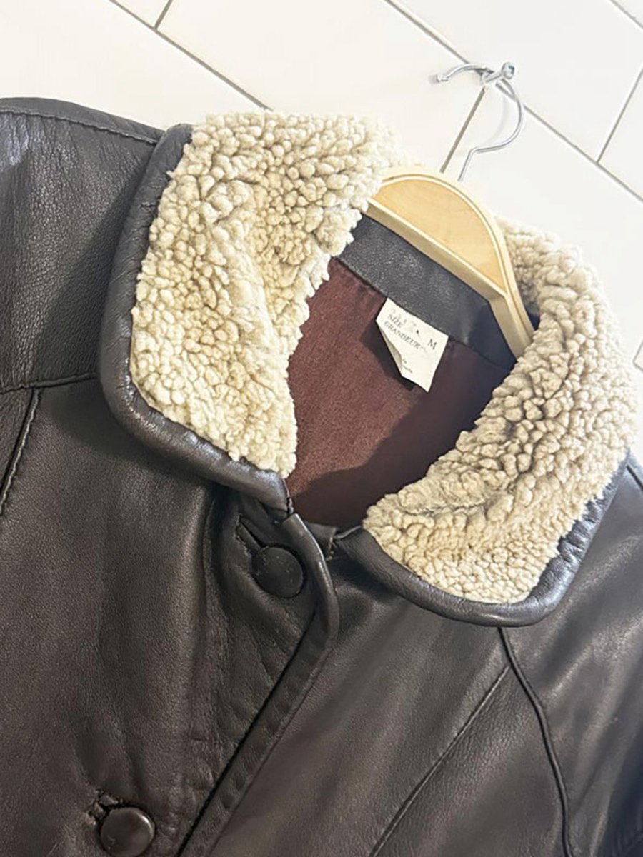 vintage shearling collar and cuff soft leather jacket | made in Canada - good market thrift store