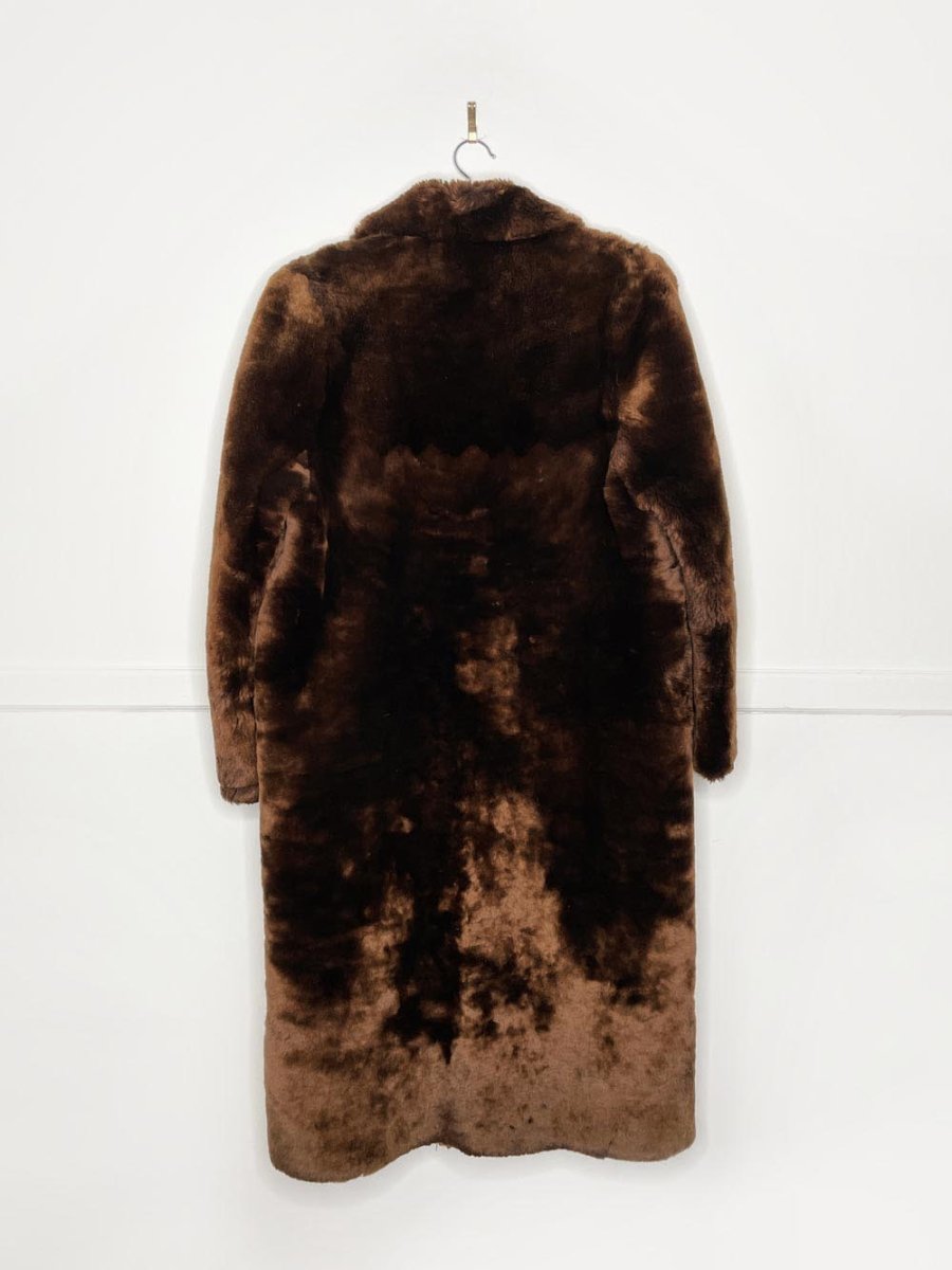 vintage shearling heavy long teddy coat - good market thrift store